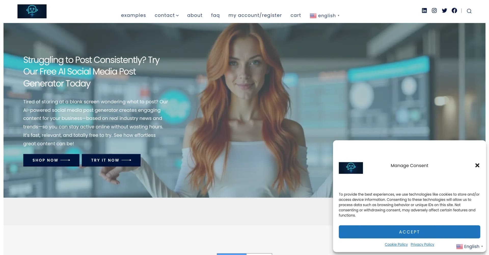 ViralPulseAI homepage screenshot — Generate engaging social posts from industry trends