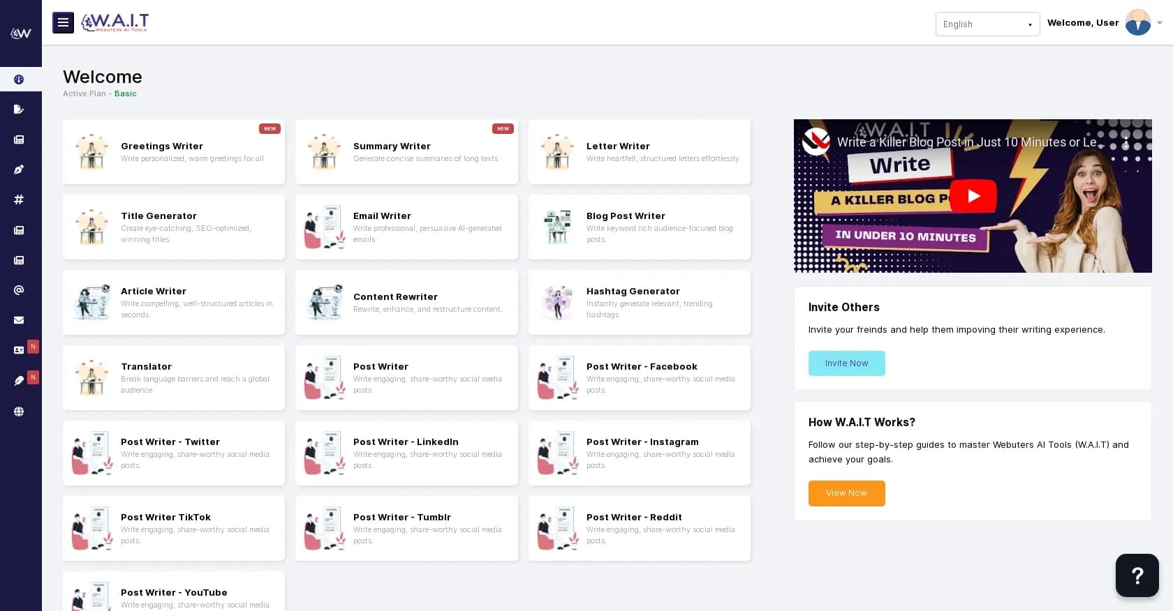 Webuters homepage screenshot — AI tools to enhance content and boost marketing results