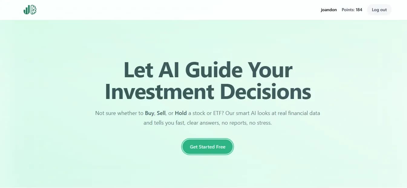 Well Trade AI homepage screenshot — AI-powered advisor for smart stock investments