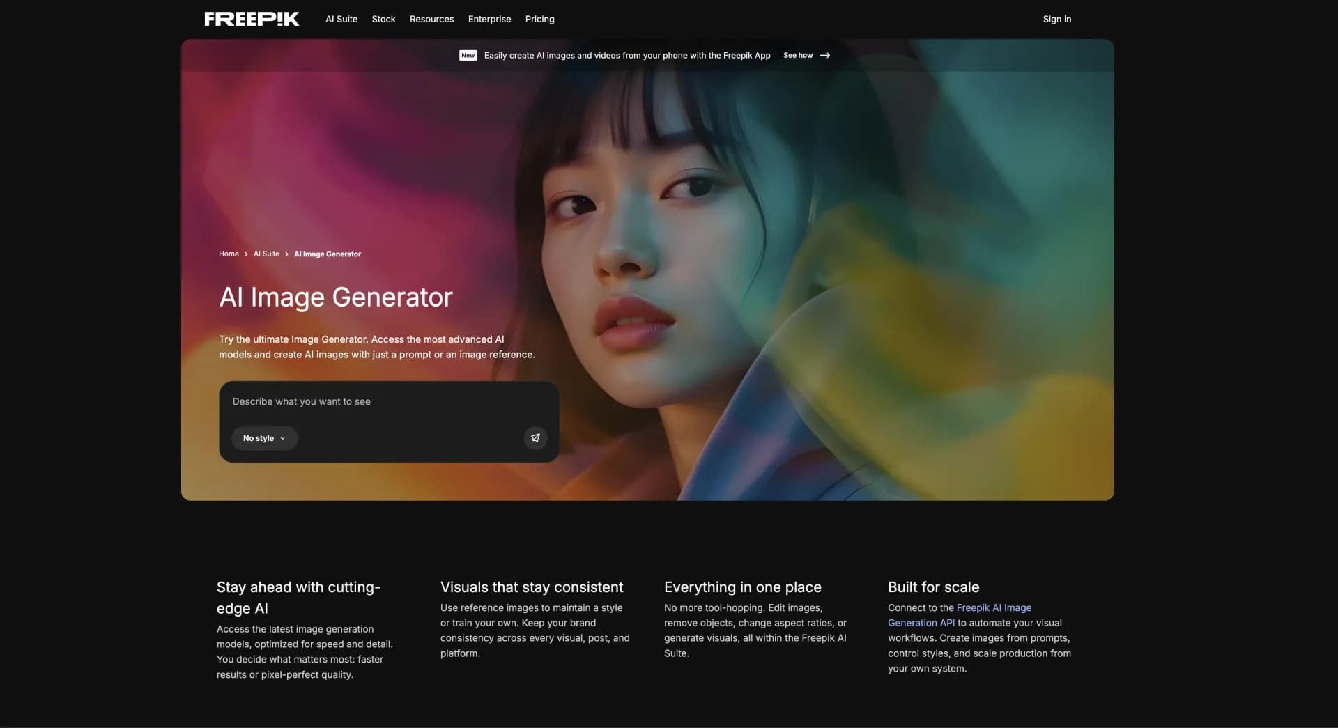 Wepik homepage screenshot — AI-powered design made easy and free.