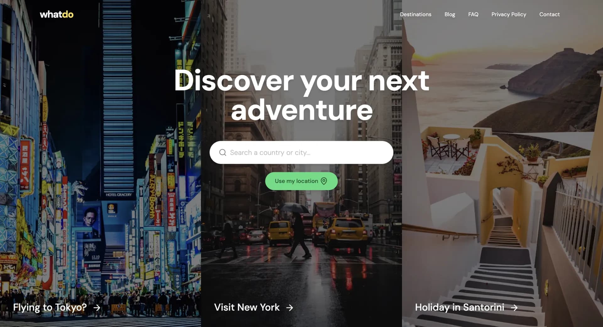 WhatDo homepage screenshot — #1 World's Biggest AI Travel Planner