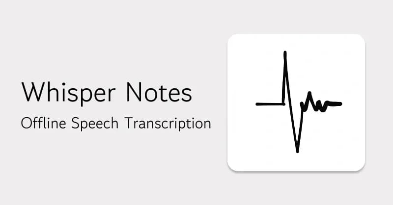 Whisper Notes homepage screenshot — Offline speech transcription & voice notes for iOS.