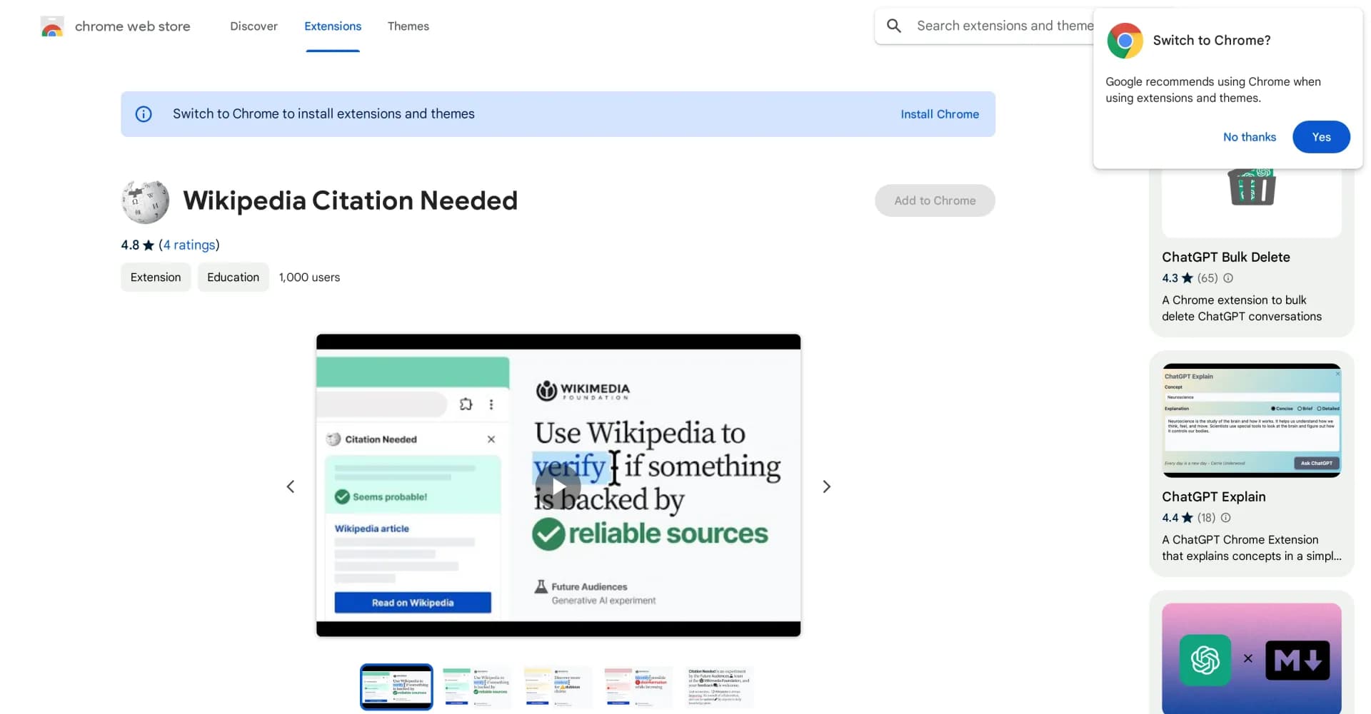 Wikipedia Citation Needed homepage screenshot — Finding citations in Wikipedia with AI