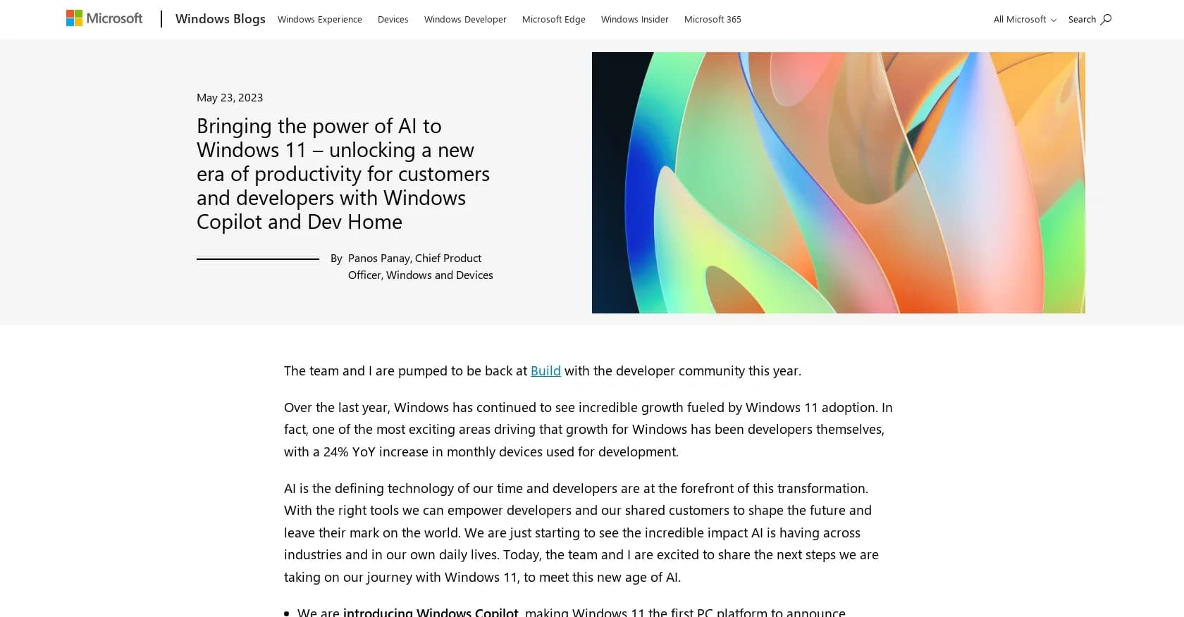 Windows Copilot homepage screenshot — Unleash AI-powered productivity on Windows 11