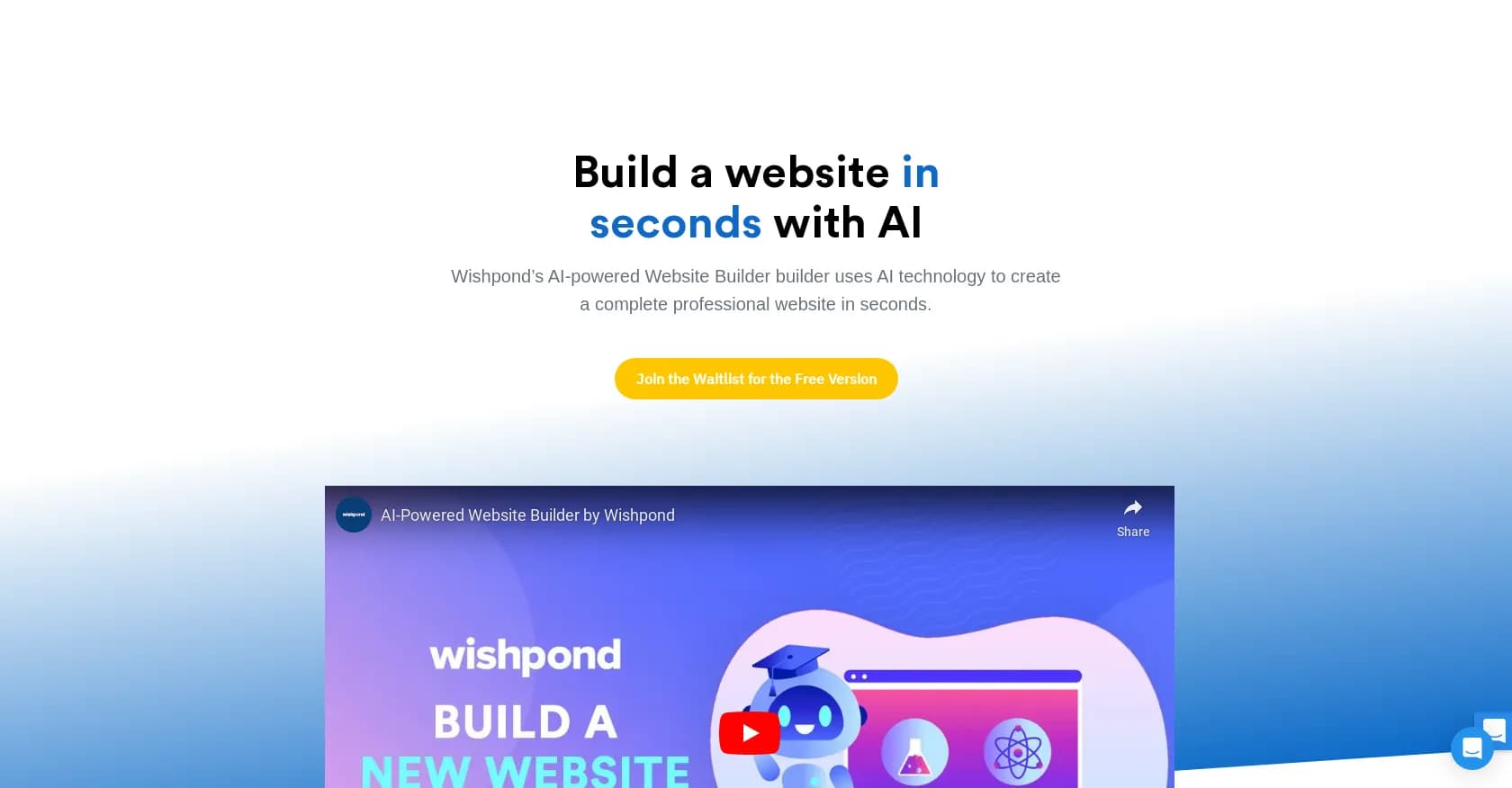 Wishpond homepage screenshot — AI-powered content creation and website building