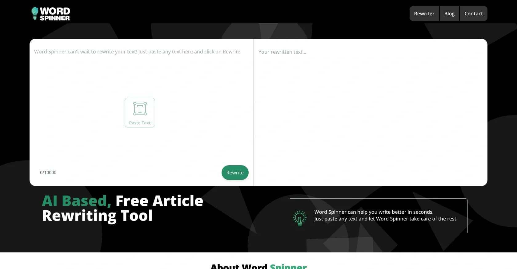 Word Spinner homepage screenshot — Find your perfect partner with scientific matchmaking.