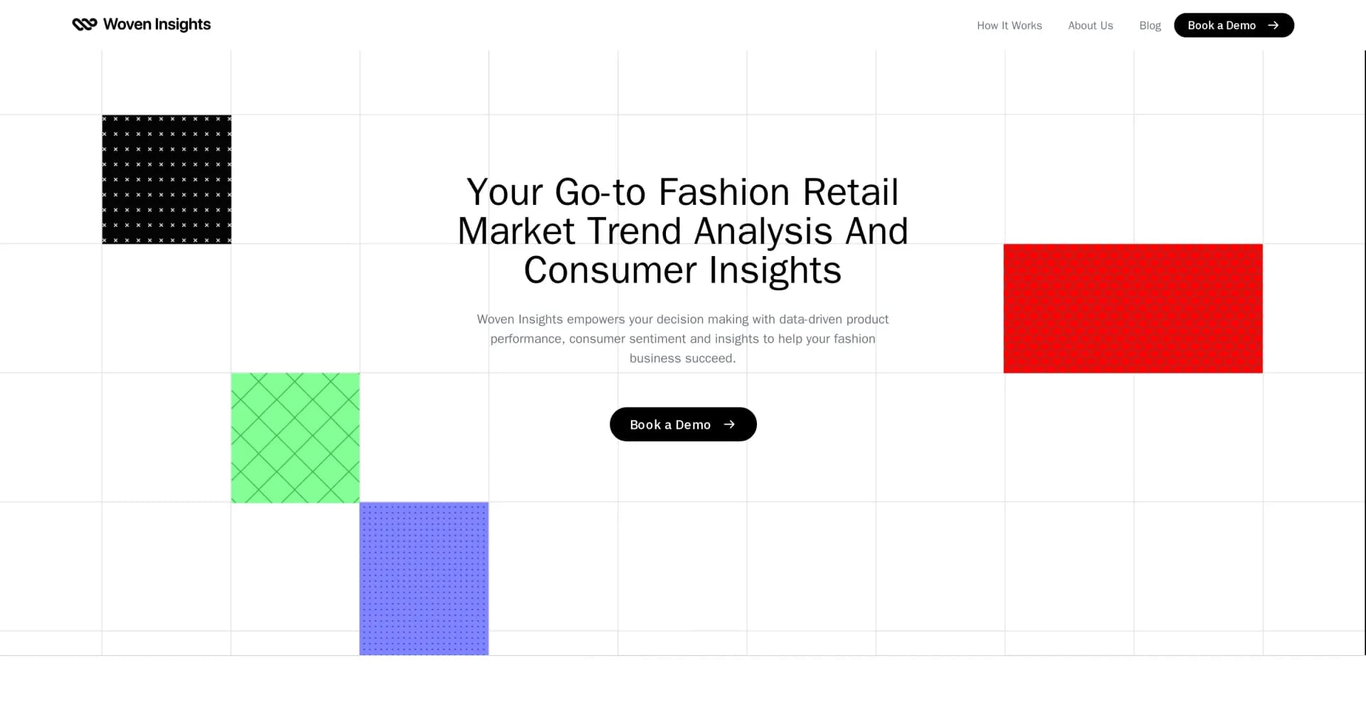 Woven Insights homepage screenshot — Empower fashion decisions with data-driven insights.