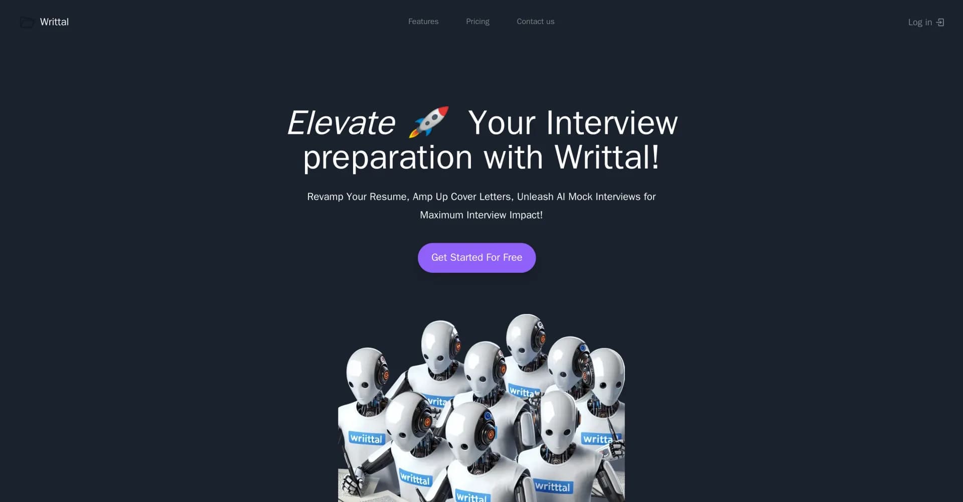 Writtal homepage screenshot — AI-powered tools to supercharge your career success