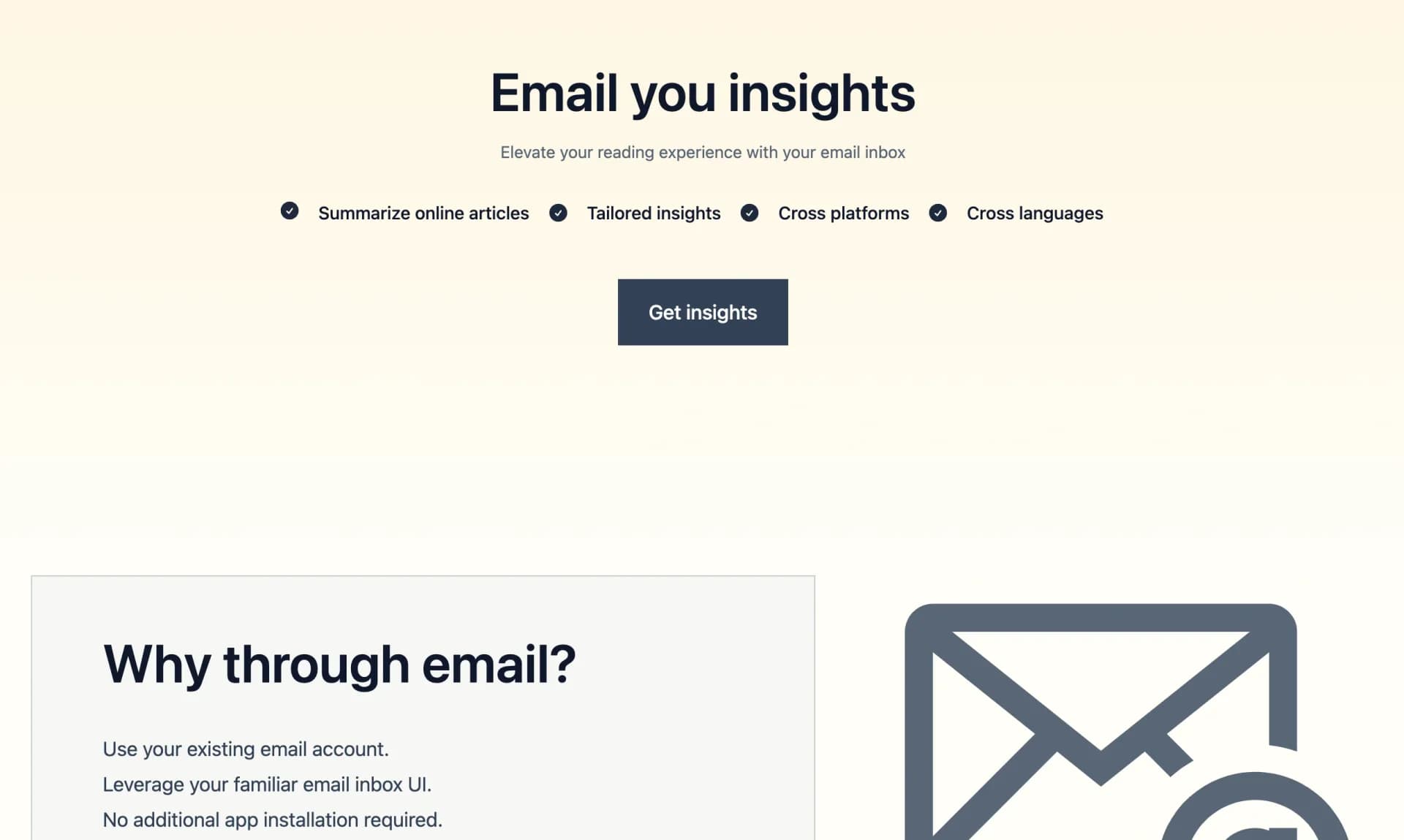 wuko.ai homepage screenshot — Email you insights