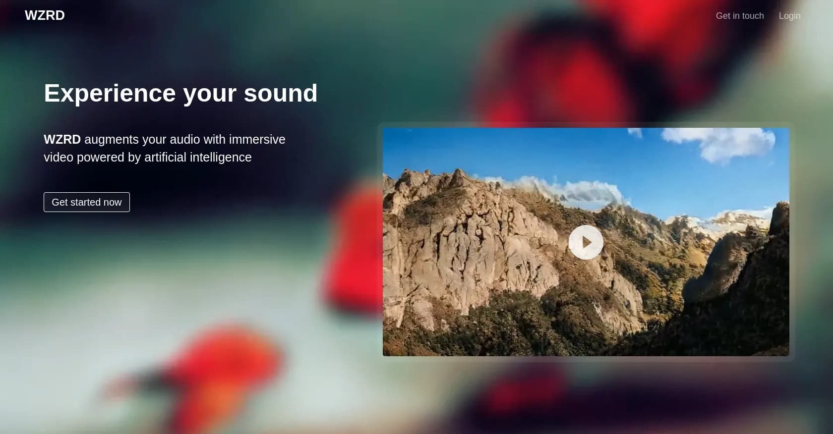 Wzrd.ai homepage screenshot — Augment audio with AI-powered immersive video