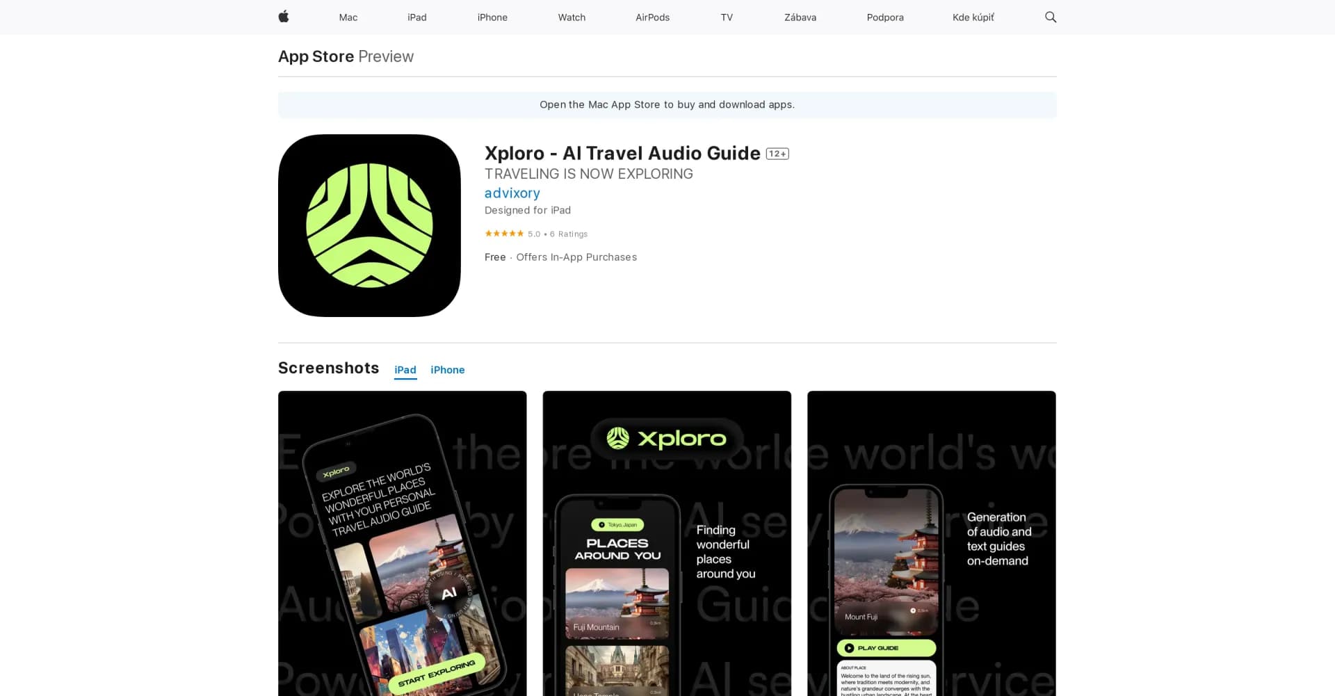 Xploro homepage screenshot — Your AI-powered travel audio guide