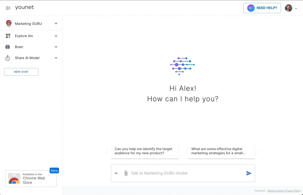 Younetv8.7 homepage screenshot — Personalized AI agents that expedite your work 10X