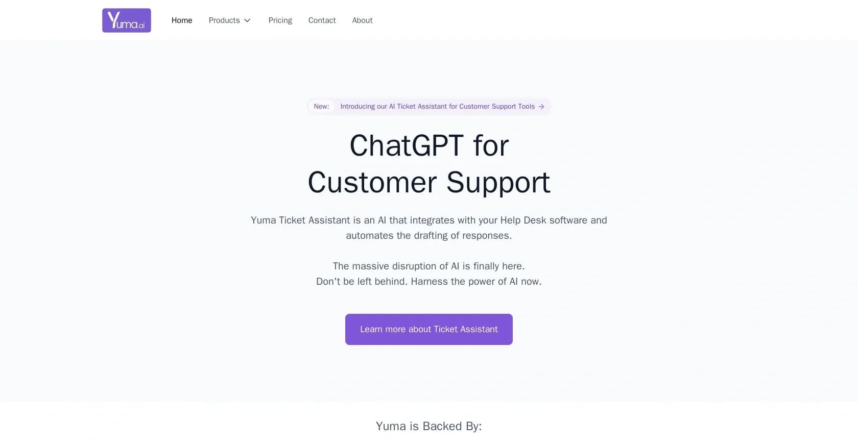 Yuma homepage screenshot — Empower businesses with advanced AI solutions
