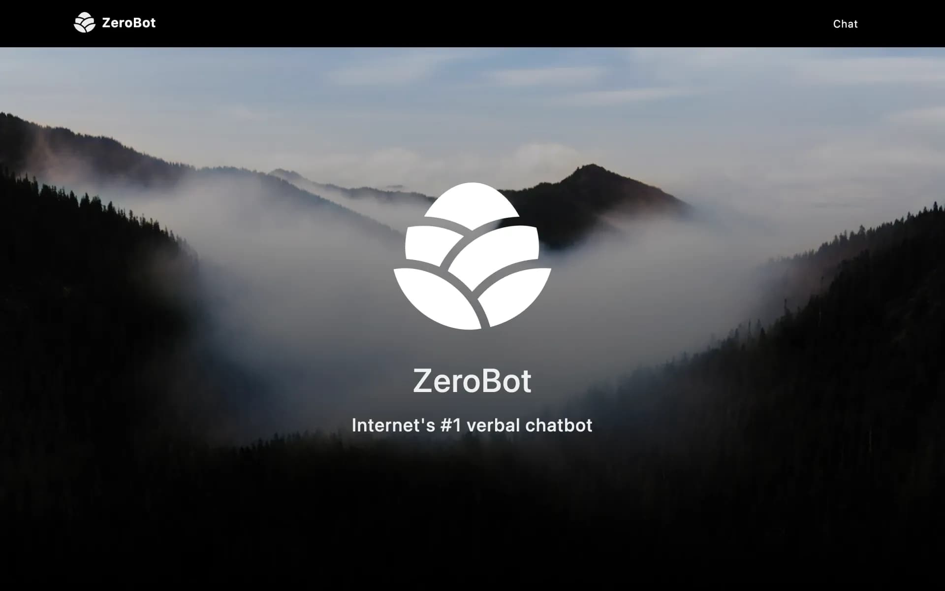 Zerobot homepage screenshot — Personalized voice chatbot interactions.
