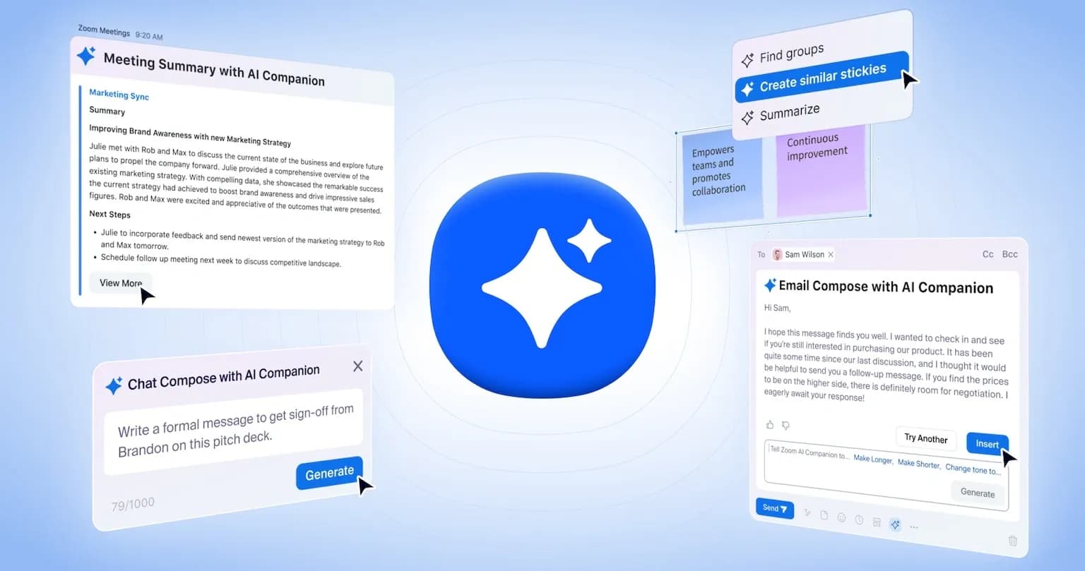 Zoom AI Companionv2.5 homepage screenshot — Zoom AI Companion: Elevate productivity