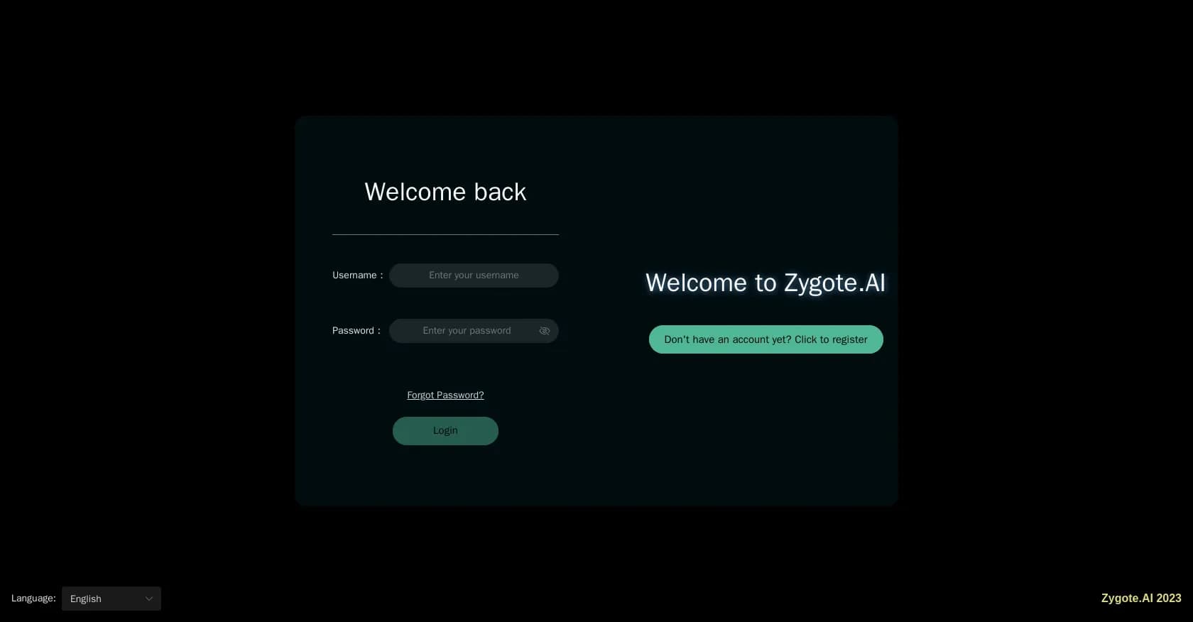 ZygoteAI homepage screenshot — Unleash your creative potential with AI.