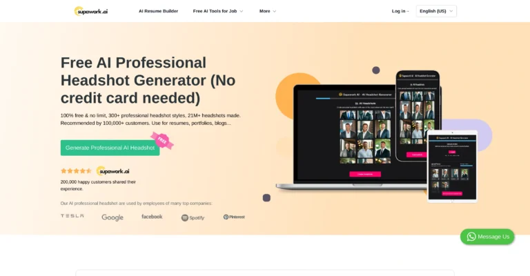 100% Free AI Headshot Generator | Supawork AI (no sig...