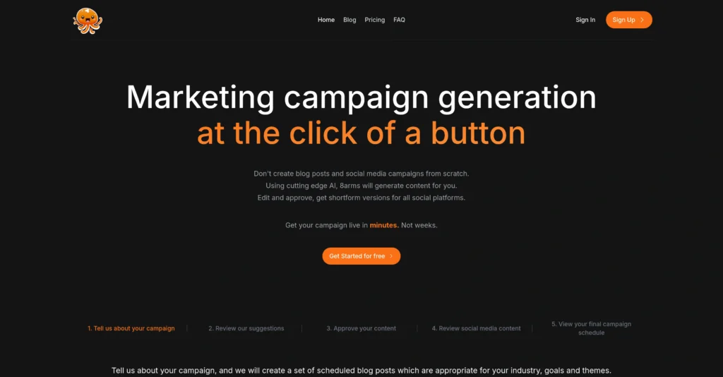 8arms.ai interface showing homepage