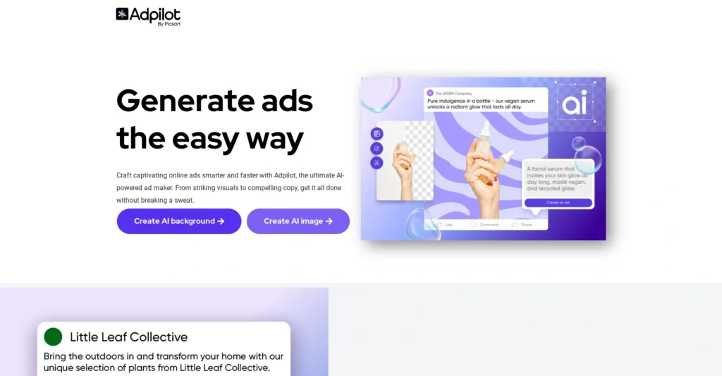 Adpilot interface showing homepage