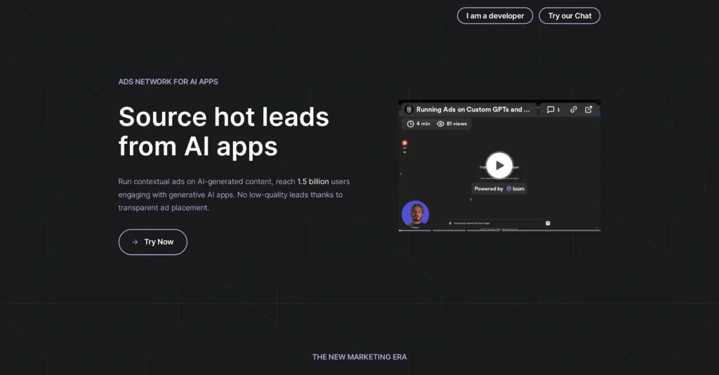 AdswithAI interface showing homepage