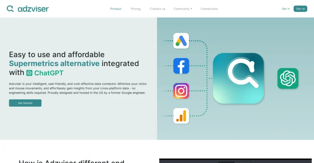 Adzviser interface showing homepage
