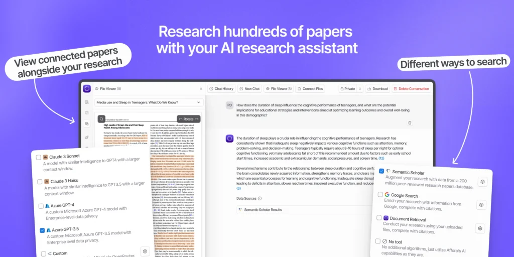 Afforai interface showing homepage