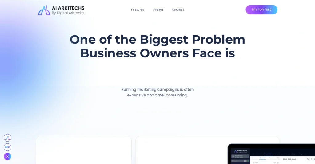 AI Arkitechs interface showing homepage