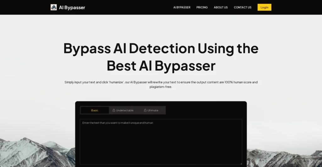 AI Bypasser interface showing homepage