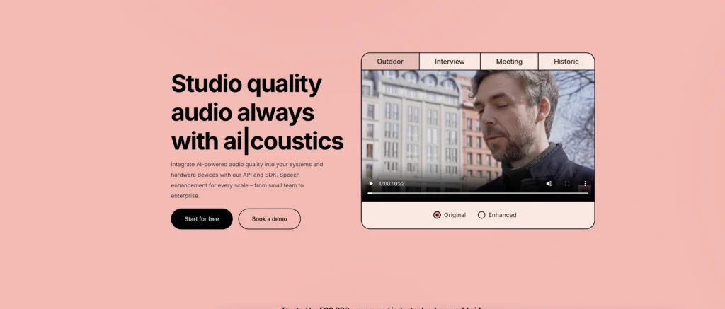 ai|coustics interface showing homepage