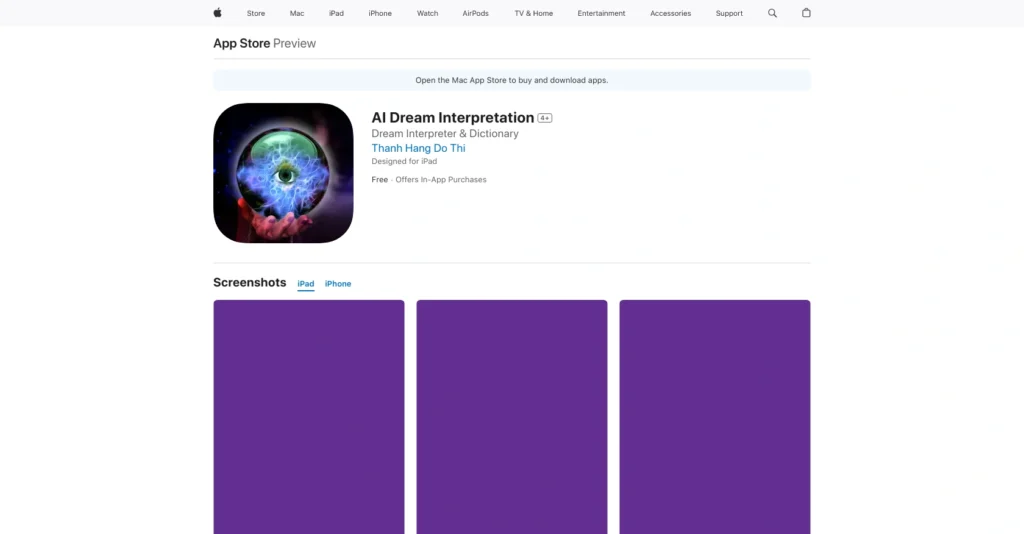 AI Dream Interpretation interface showing homepage