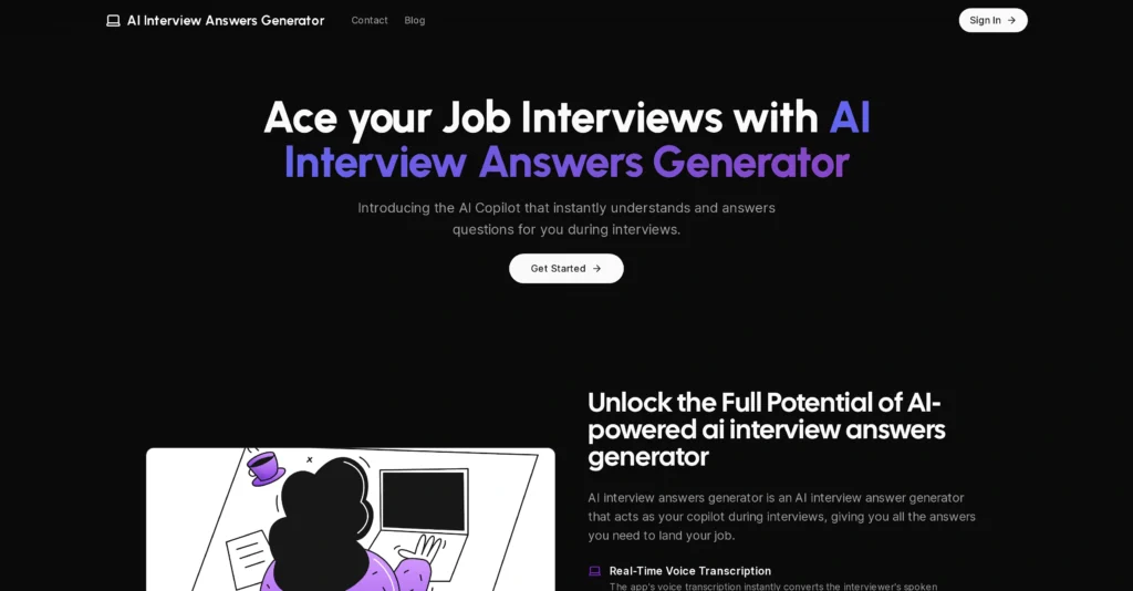 AI Interview Answers Generator interface showing homepage