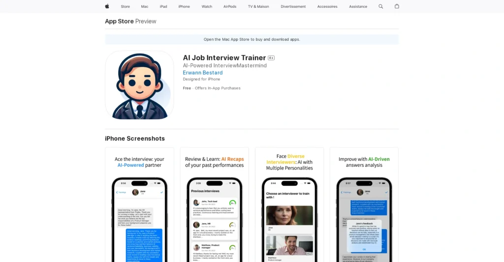 AI Job Interview Trainer interface showing homepage