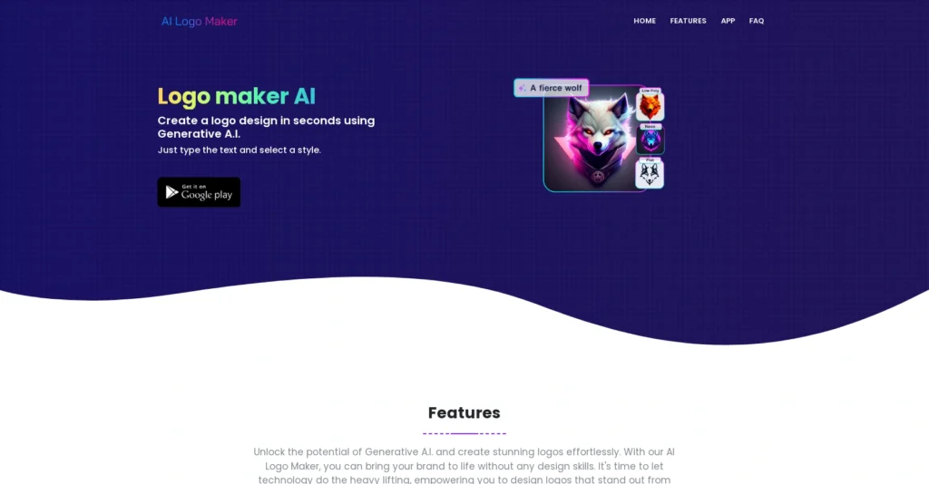 AI Logo Maker interface showing homepage