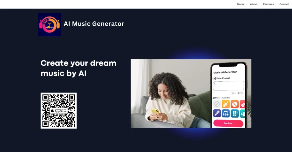 AI Song Generator Music Maker interface showing homepage