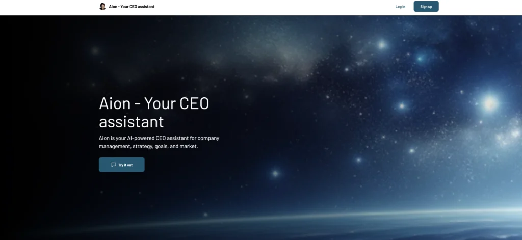 Aion interface showing homepage