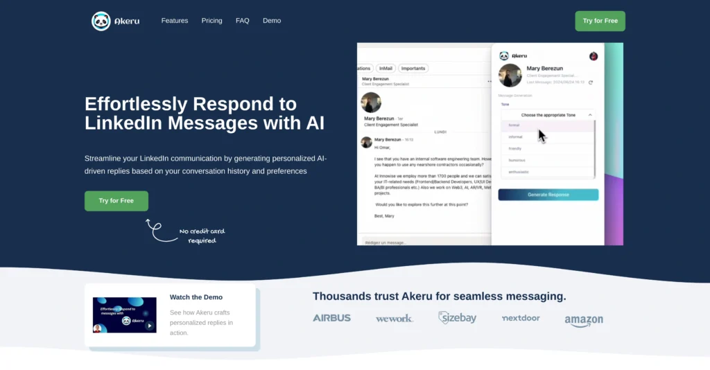 Akeru interface showing homepage