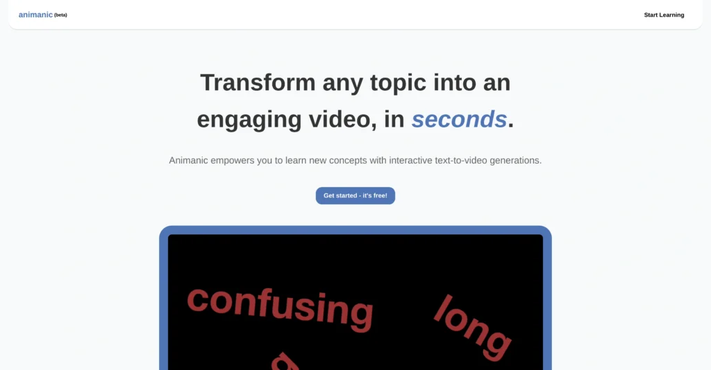 animanic interface showing homepage