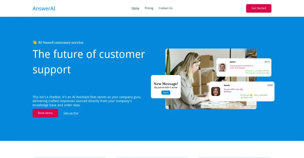 Answerai interface showing homepage