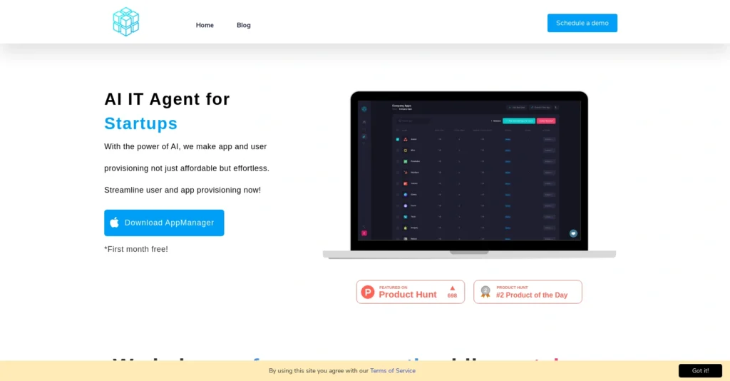 Appmanager interface showing homepage
