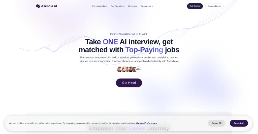 Asendia AI interface showing homepage
