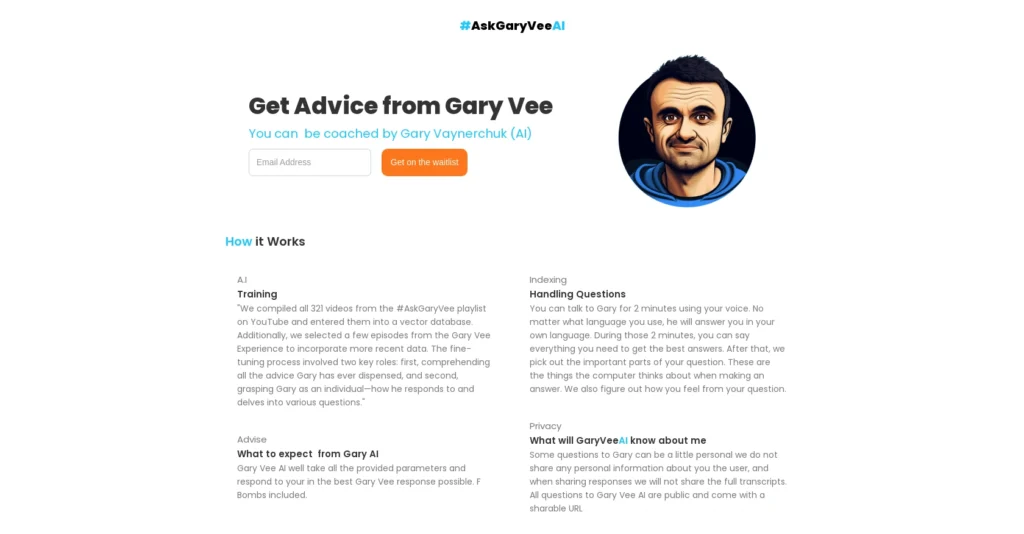 AskGaryVee interface showing homepage