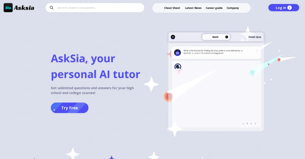 Asksia AI interface showing homepage