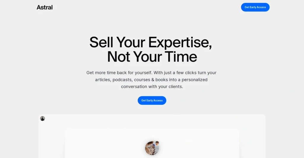 Astral interface showing homepage