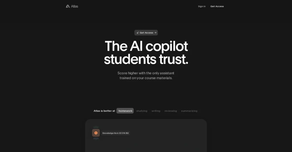 Atlas.org interface showing homepage