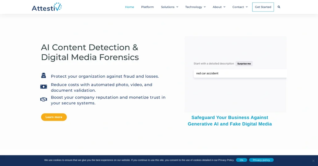 Attestiv interface showing homepage