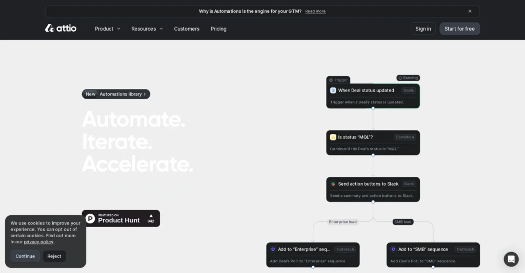 Attio Automations interface showing homepage