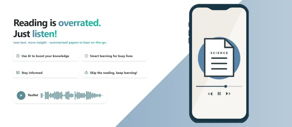 Audiolizer interface showing homepage