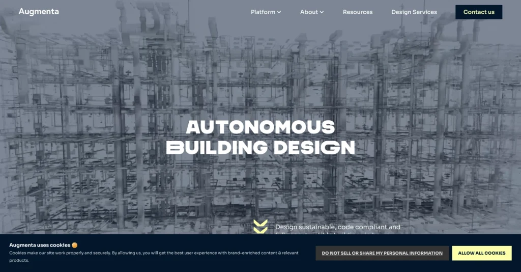 Augmenta interface showing homepage