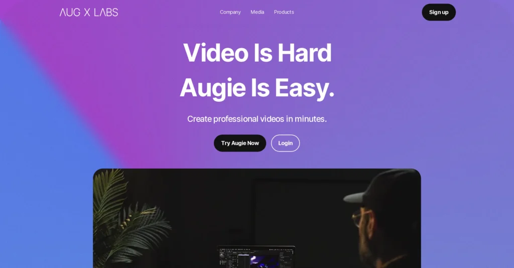 Augie interface showing homepage