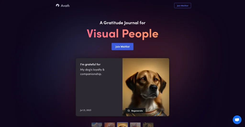 Avath interface showing homepage